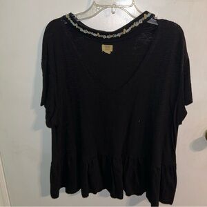 True Craft Black Boxy Embellished Blouse